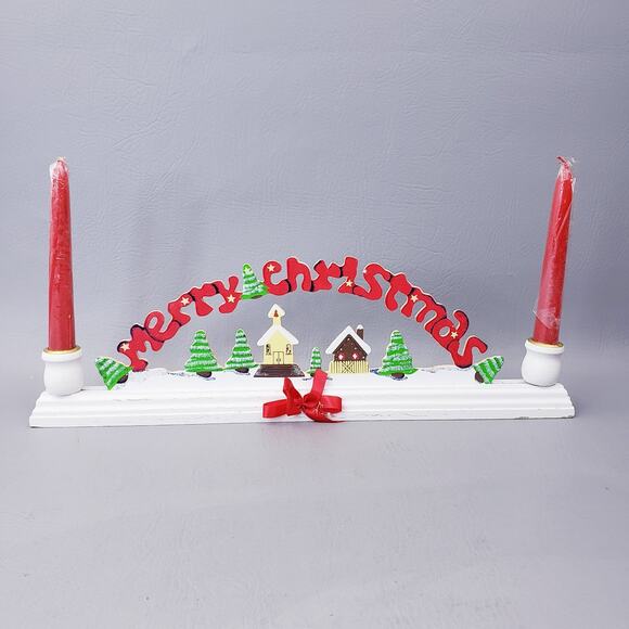 Vintage House of Lloyd Christmas Around the World Merry Christmas Taper Holder - Picture 2 of 16